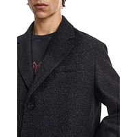 Wool-Blend Notch-Collar Long Coat