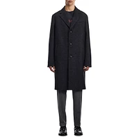 Wool-Blend Notch-Collar Long Coat