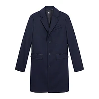 Leather-Trim Wool & Cashmere-Blend Long Coat