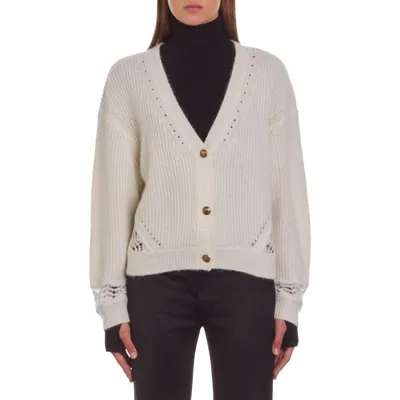 Wool-Blend Pointelle-Knit Cardigan