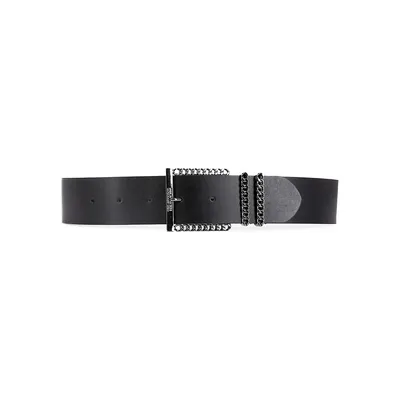 Curb Chain Buckle Leather Belt