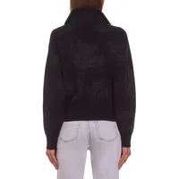 Lurex-Pattern Zip-Neck Sweater