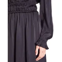 V-Neck Elasticized Shirred Midi Dress