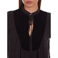 Silk & Velvet-Trim Top