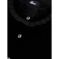 Embroidered-Collar Velvet Shirt