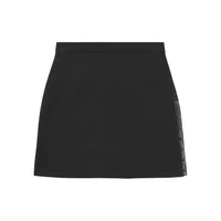 Leather-Trim Crepe Mini Skirt