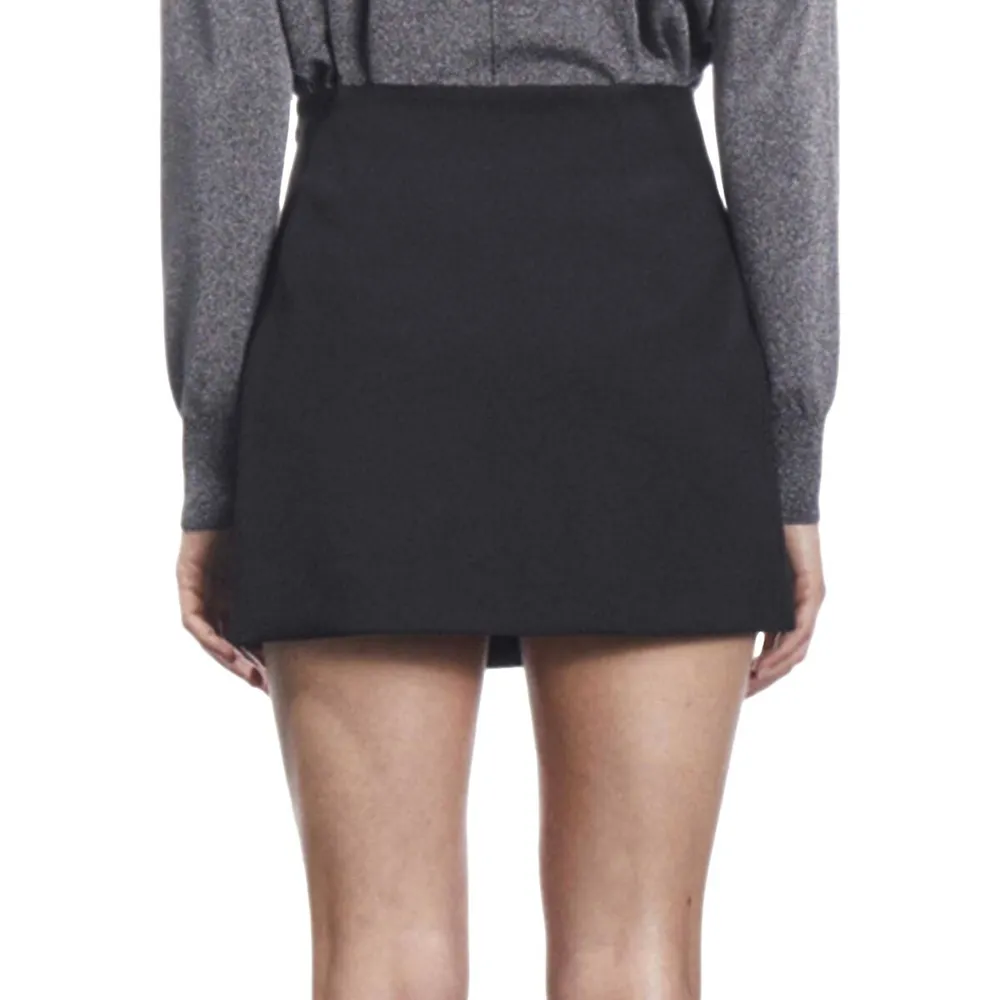Button-Detailed Crepe Mini Skirt