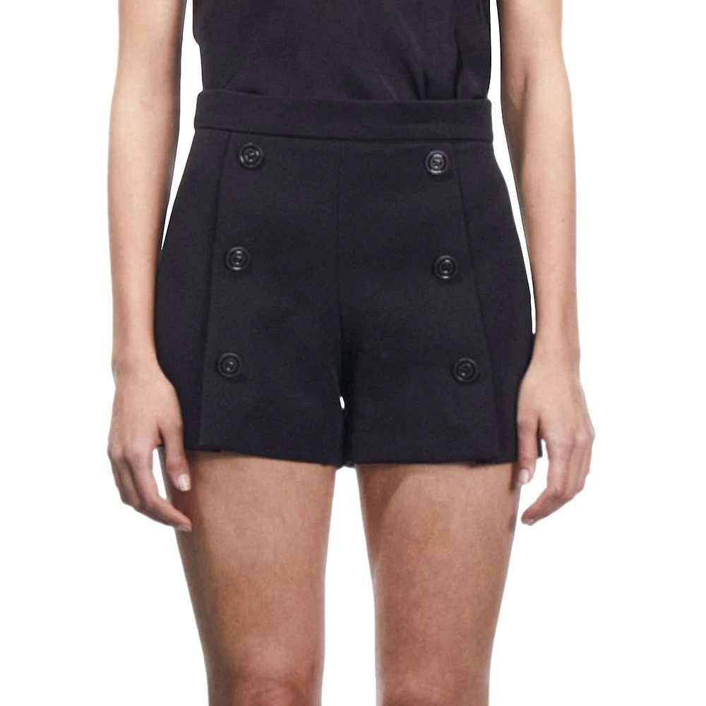 Button-Detailed Crêpe Shorts