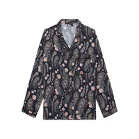 Paisley Floral-Print Notched-Collar Shirt