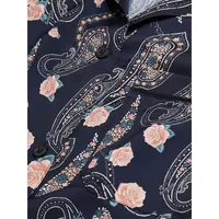 Paisley Floral-Print Notched-Collar Shirt