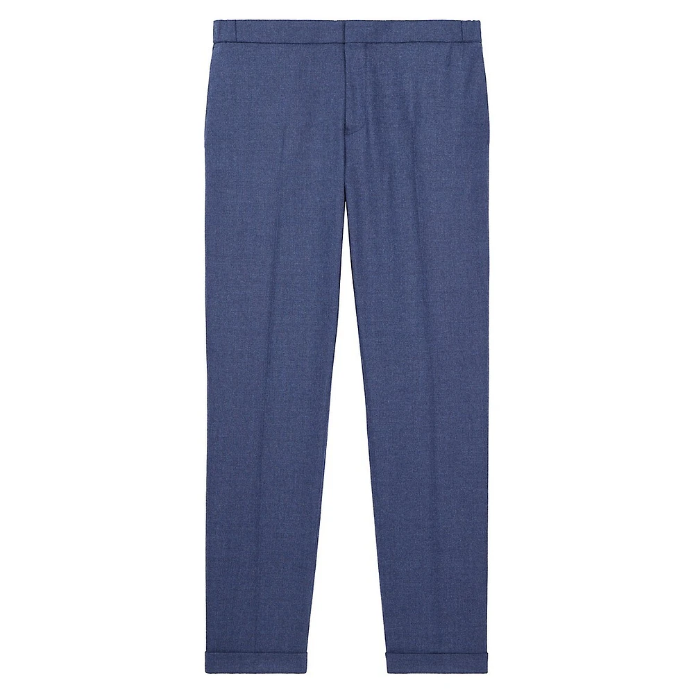 Straight-Fit Wool-Blend Flannel Trousers