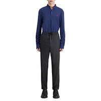 Straight-Fit Stretch-Wool Flannel Drawstring Trousers