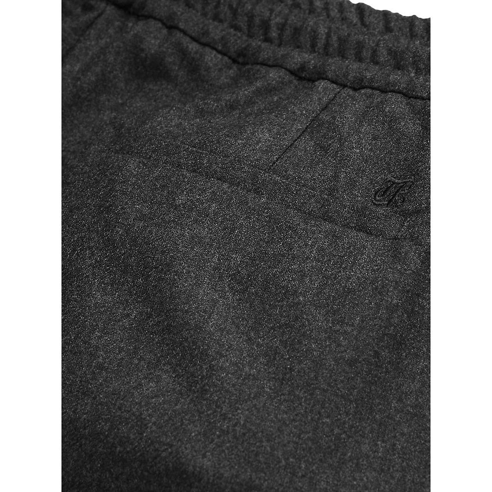 Straight-Fit Stretch-Wool Flannel Drawstring Trousers