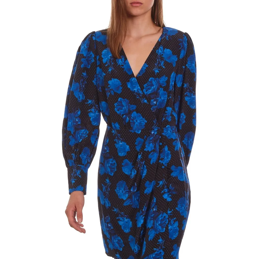 Floral-Print Silk Wrap Dress