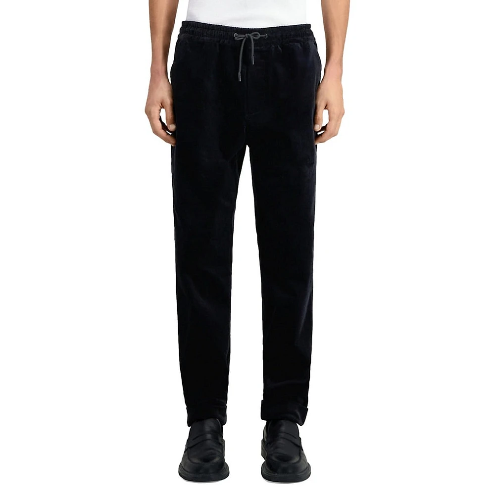 Straight-Fit Drawstring-Waist Corduroy Trousers