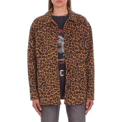 Leopard-Print Oversized Wool-Blend Shacket