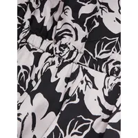 Floral-Print Long-Sleeve Collared Midi Dress