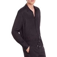 Black Geometric Jacquard Shirt