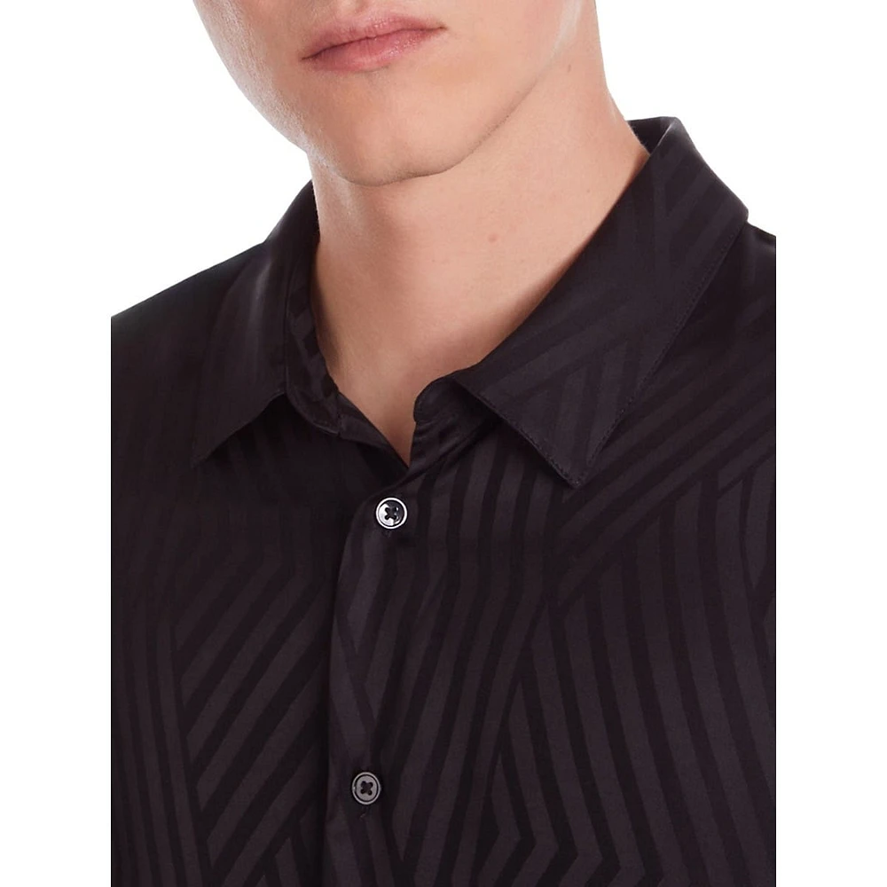 Black Geometric Jacquard Shirt