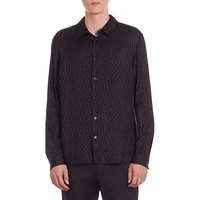 Black Geometric Jacquard Shirt