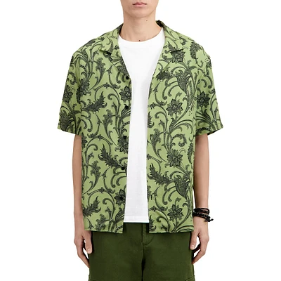 Paisely-Floral Printed Camp Shirt