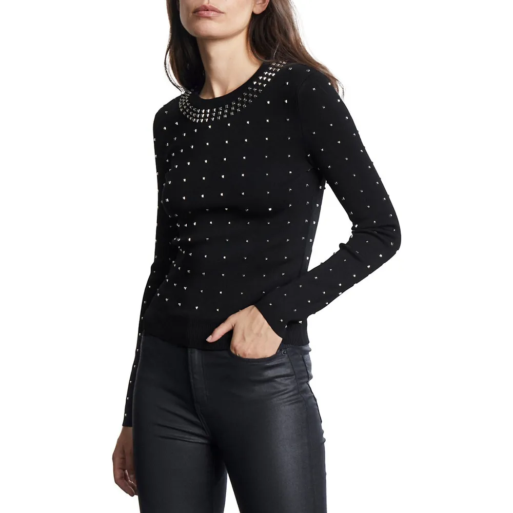 Allover Studded Fitted Sweater