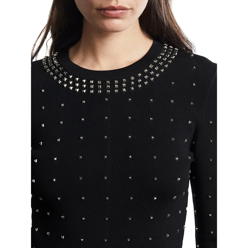 Allover Studded Fitted Sweater