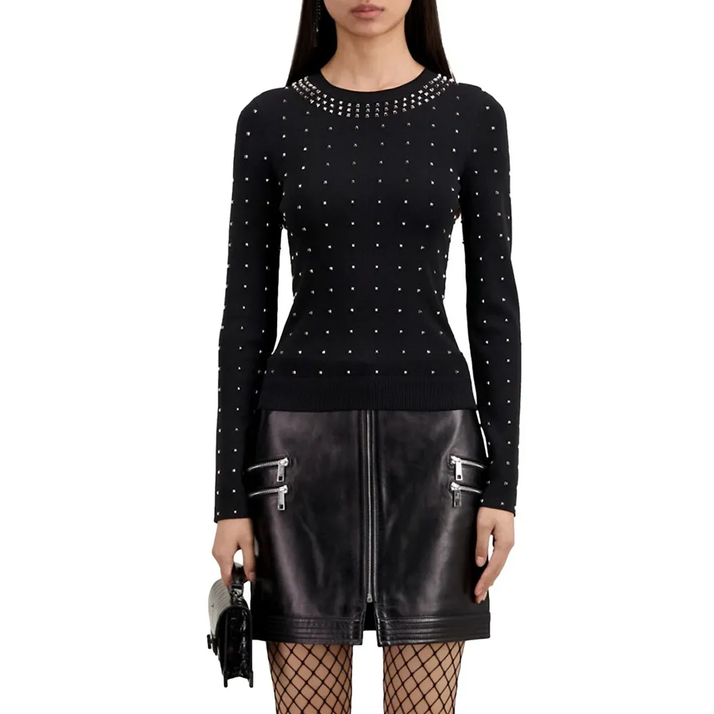 Allover Studded Fitted Sweater