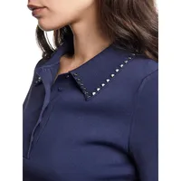 Studded-Collar Polo Shirt