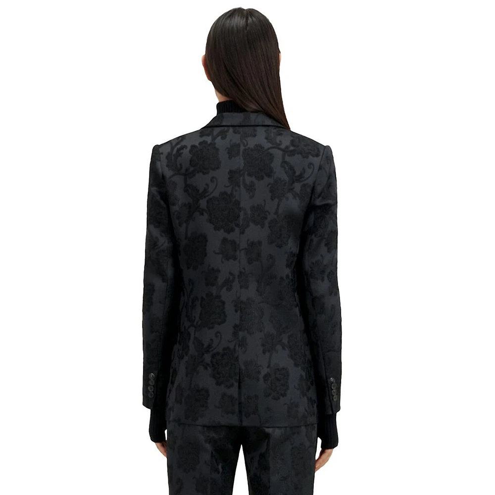 Black Floral Suit Jacket