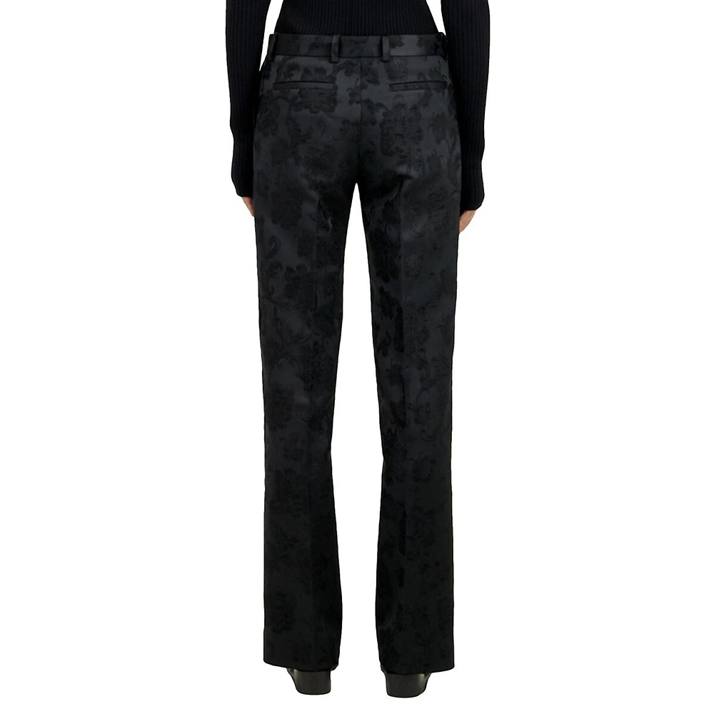 Black Floral Suit Trousers