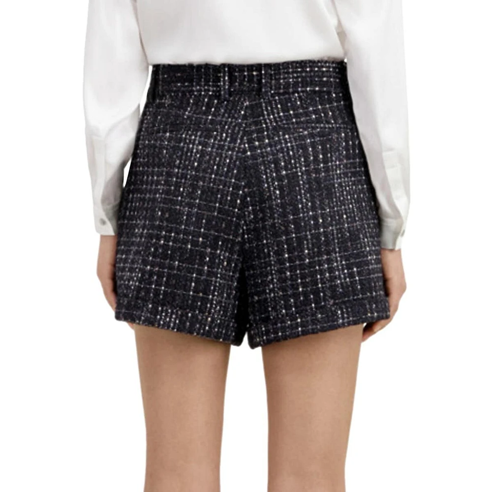 High-Waist Tweed Shorts