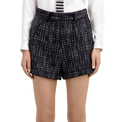 High-Waist Tweed Shorts