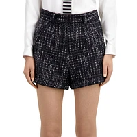 High-Waist Tweed Shorts