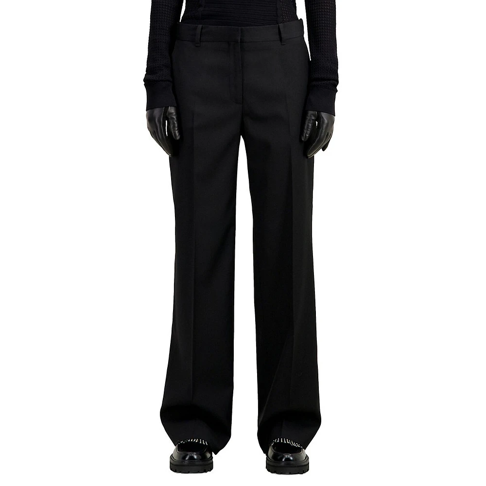 High-Waist Straight-Leg Wool Suit Trousers