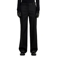 High-Waist Straight-Leg Wool Suit Trousers