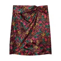 Feather-Print Silk Mini Skirt