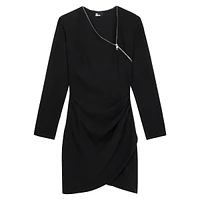 Asymmetrical Zipper Crepe Dress