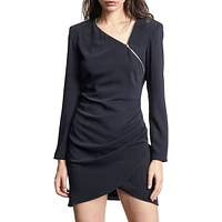 Asymmetrical Zipper Crepe Dress