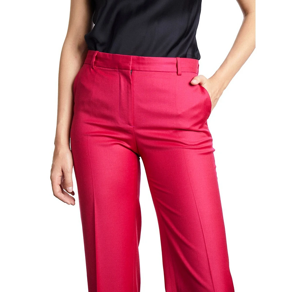 High-Waist Straight-Leg Wool Dress Pants