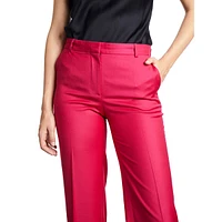 High-Waist Straight-Leg Wool Dress Pants