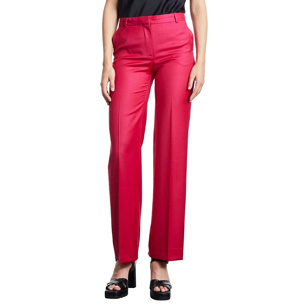 High-Waist Straight-Leg Wool Dress Pants