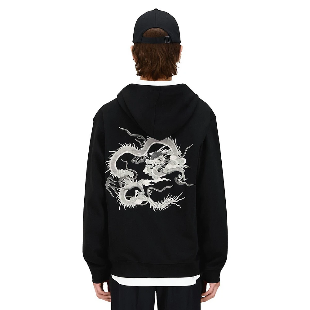 Zip-Front Dragon-Back Hoodie