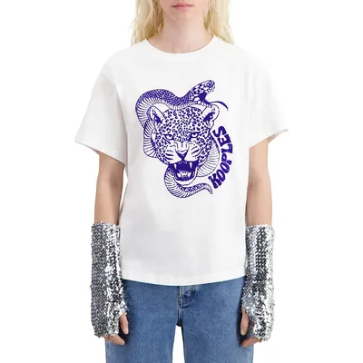 Flocked Snake & Leopard Logo T-Shirt