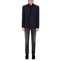 Fitted Prince Of Wales Check Wool Suit Jacket