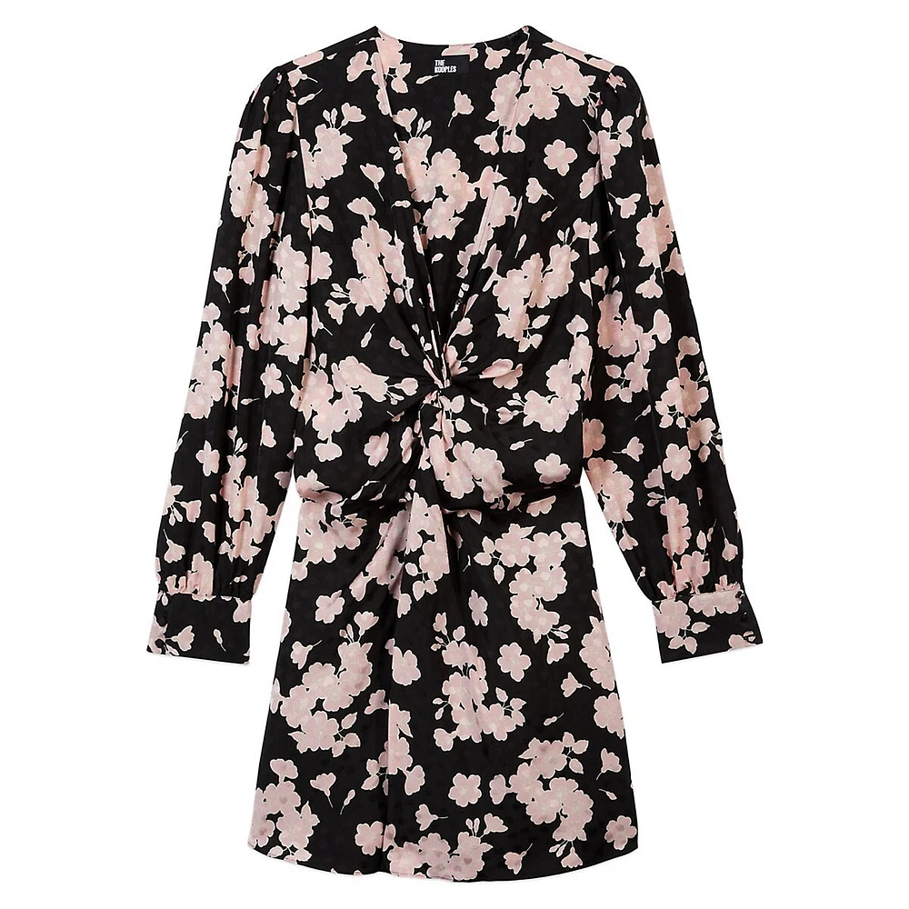 Floral Twist-Knot Mini Dress