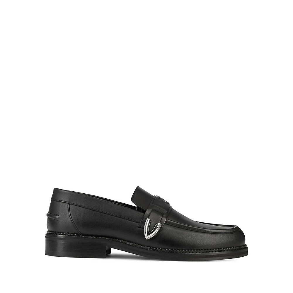 Men's Metallic-Insert Leather Loafers