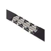 Metallic-Insert Smooth Leather Belt