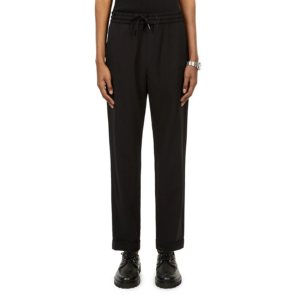 Stretch-Wool Drawstring Cuffed Pants