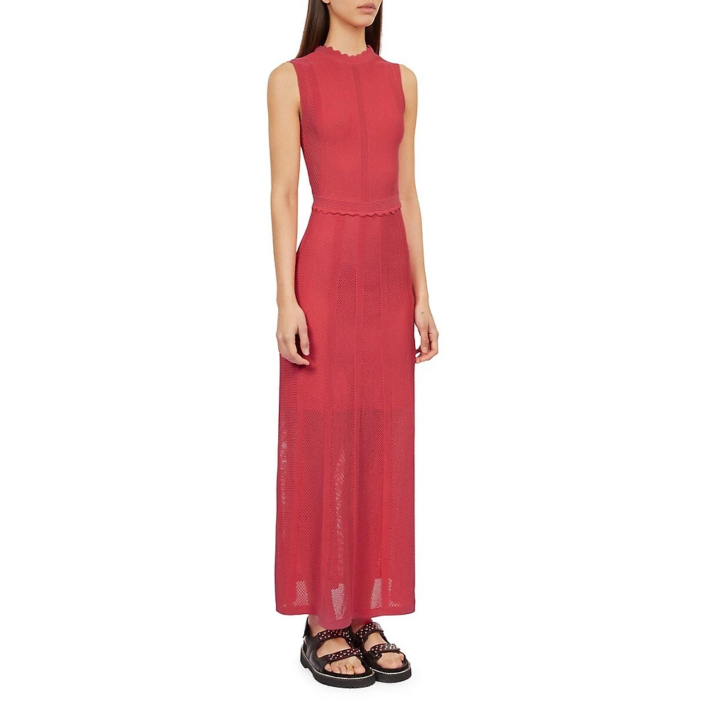 Sleeveless Openwork Knit Maxi Dress